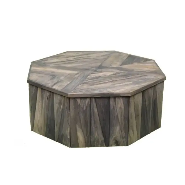 Mango Wood Guise Collection Octagon Shape Coffee Table Handcrafted Wooden Coffee Table Centerpiece Tables Living Room Furniture