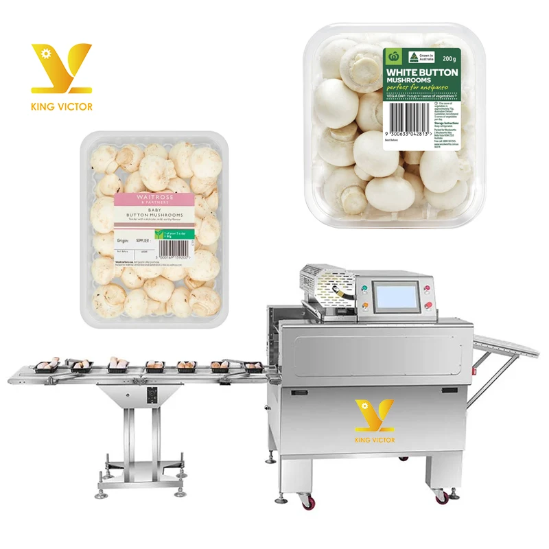 Automatic food weighing and labeling plastic cling film packaging machine