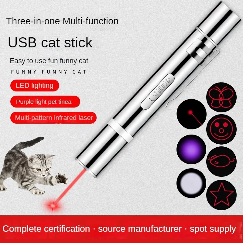 Usb Charging Led Flashlight Uv Light Pet Catch Interactive Laser Pointer Cat Laser Pen