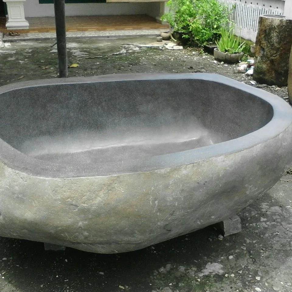 Product Stone Bathroom Bathtub and Bali Hand Carved Stone Bathtub hand made From Indonesia for Soaking with Armrests