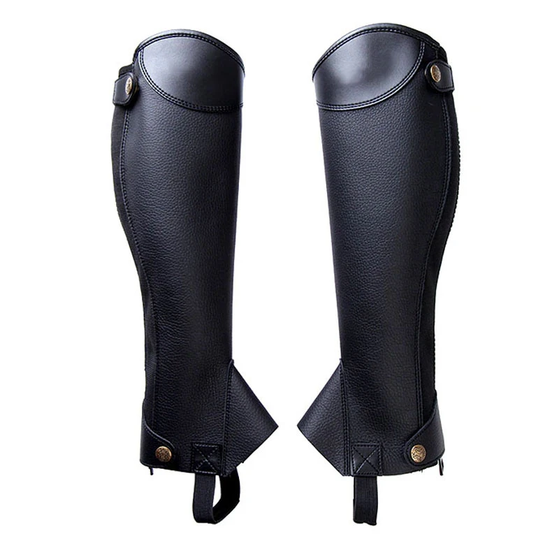 Hot Selling Professional Leather Material Half Chaps 2024 Customized Logo Light Weight Men Half Horse Riding Chaps