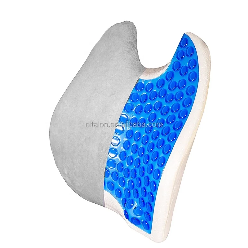 Wholesale ergonomic gel memory foam lumbar pillow office chair car trucker cooling gel waist back pillow for drivers