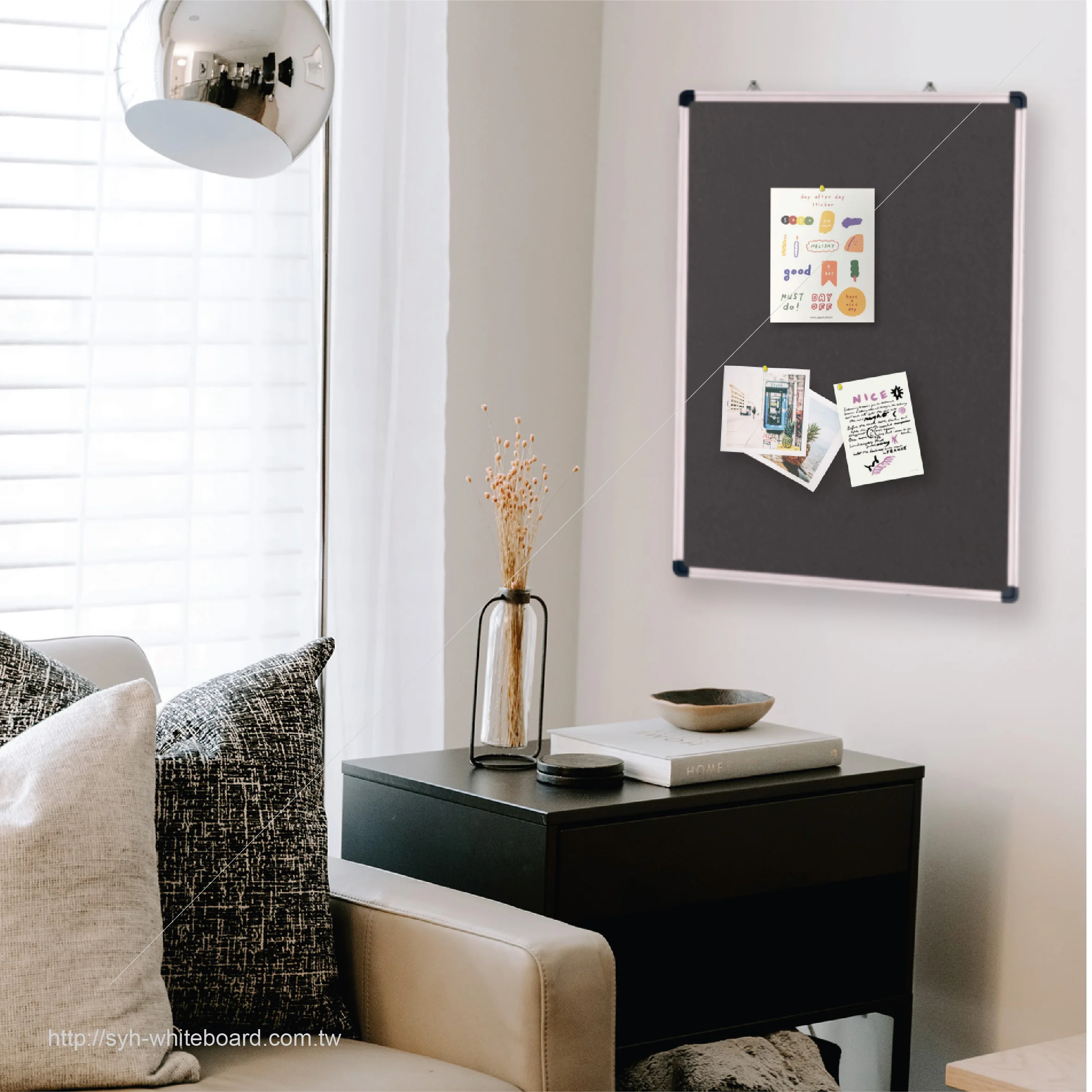 Black fabric board bulletin pin board for School Office Home Aluminium Frame