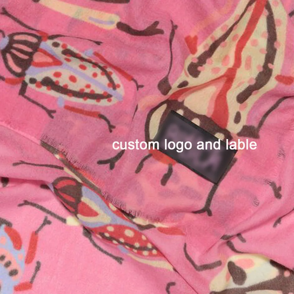 Custom Logo Printed 100 Wool Scarf Bondage With Tassel Scarf Cashmere Wool Shawls For Women