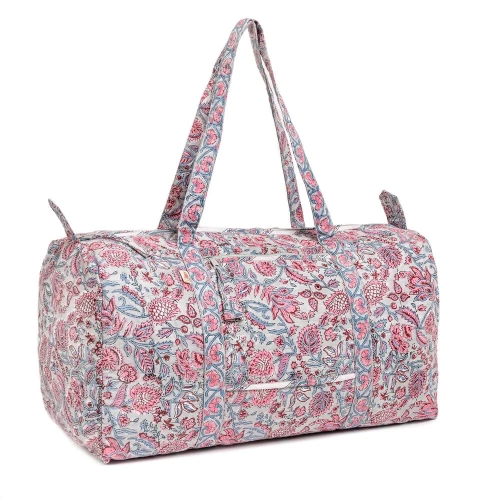 Hand Block Printed Cotton Beach Bag Quilted Large Gypsy Tote Purse Bohemian Carry shoulder bag