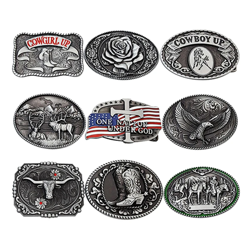 Wholesale 3D Sculpting Cowboy Luxury Wide Metal Mencasual Belt Buckle For Custom