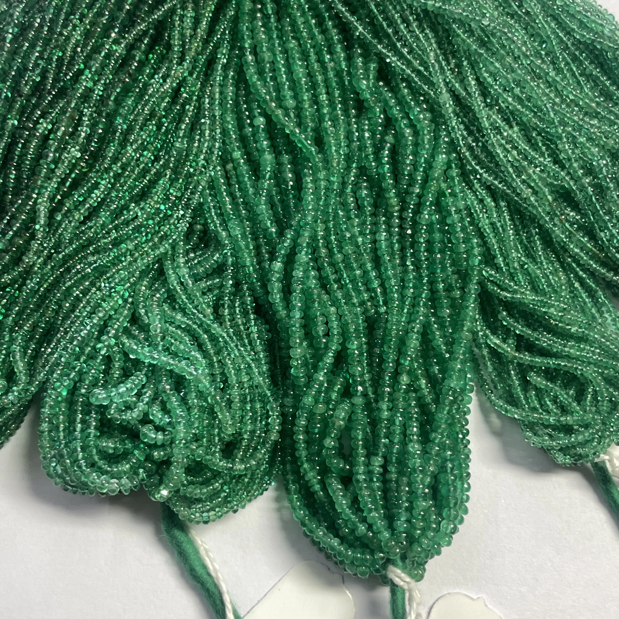 2mm 3mm Natural Green Zambian Emerald Smooth Rondelle Gemstone Beads Strand Small Little Bead for Jewelry Making Fine Real Carat