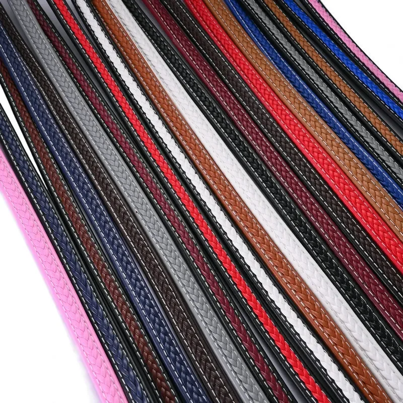 DIY Wholesale Handmade Custom High Quality 12*6mm Flat Braided Genuine Cowhide Leather Cord round Leather Rope Cords for jewelry
