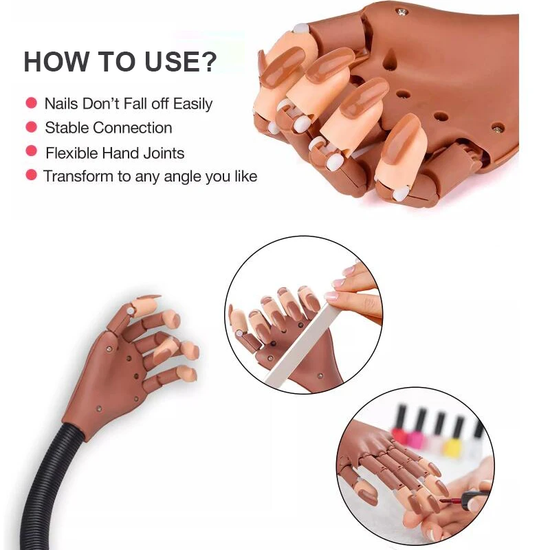 Hot sale Professional 100pcs Flexible Movable Nail Tools Kits Nail Training Practice Hand for Acrylic Nails