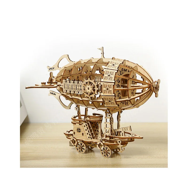 Wooden handmade airship DIY assembling model Creative 3D Wooden Puzzles decoration holiday gift