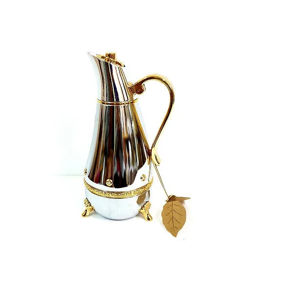 Cawa Cups Base Sets Long Spout Dallah Tea Pot Brass Metal Coffee Tea Pot Dallah Customized Arabic Coffee Dallah Sets Coffee Pot