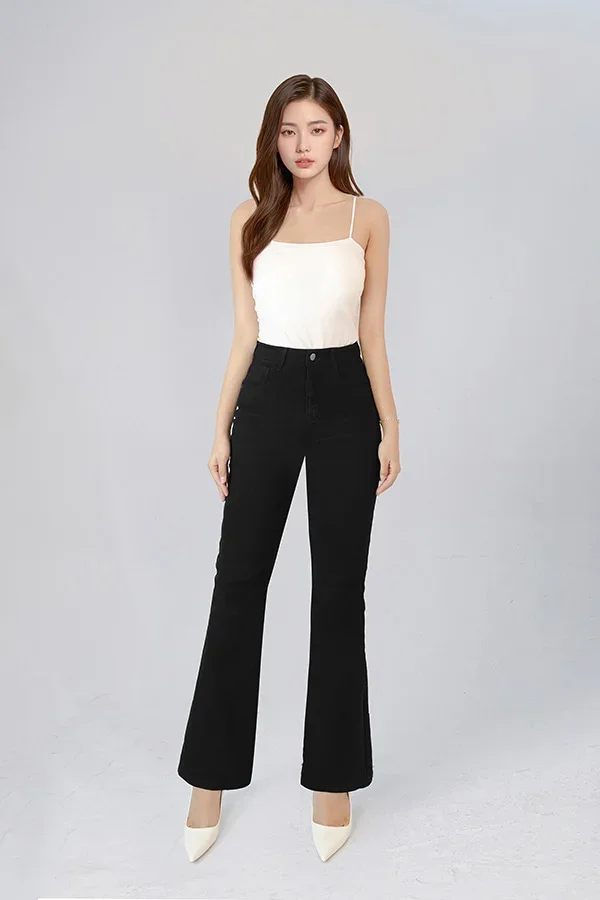 Casual Fashion Customized logo Casual Vintage Style Breathable Denim Skinny flared women jeans pants