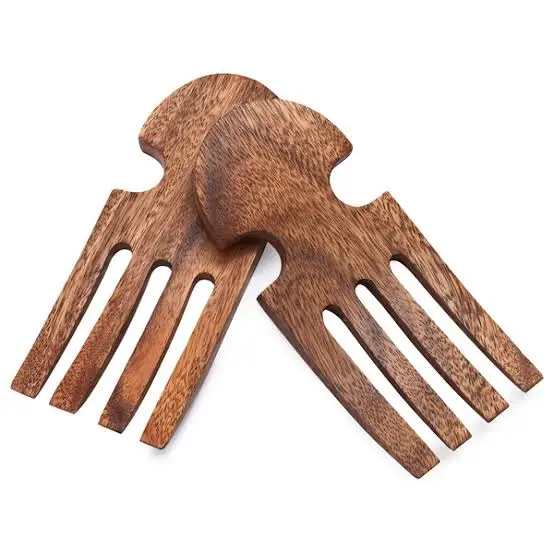 Designer Hand shape Salad Tools Wooden Salad Server Easy to Use Hands for Mixing lots of vegetable items for home and kitchen