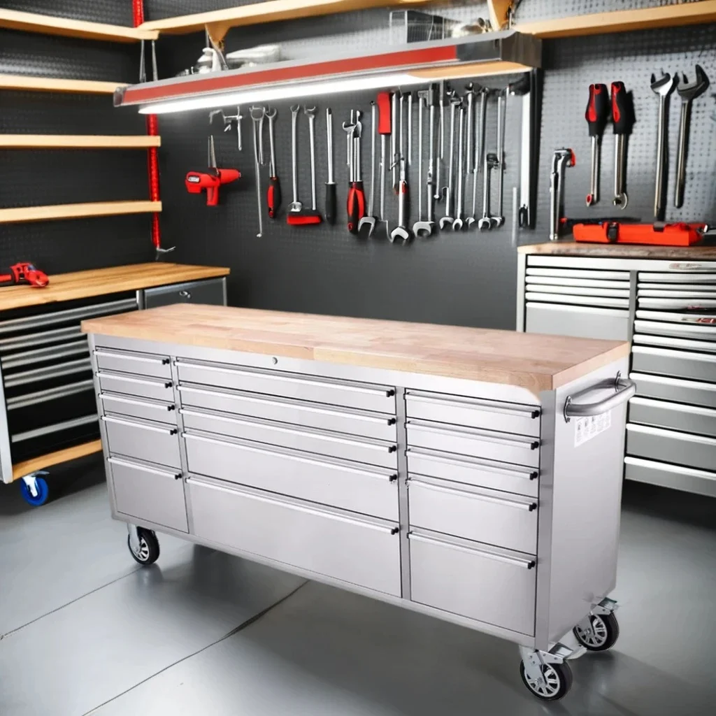 Rolling Tool Chest Storage Locker Garage Cabinet Set with Cupboards and Shelves for Workshop & Toolbox Organization