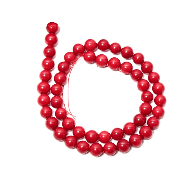 Trendy Wholesale Red Coral Natural Smooth Round Shape Loose Jewelry Making Beads