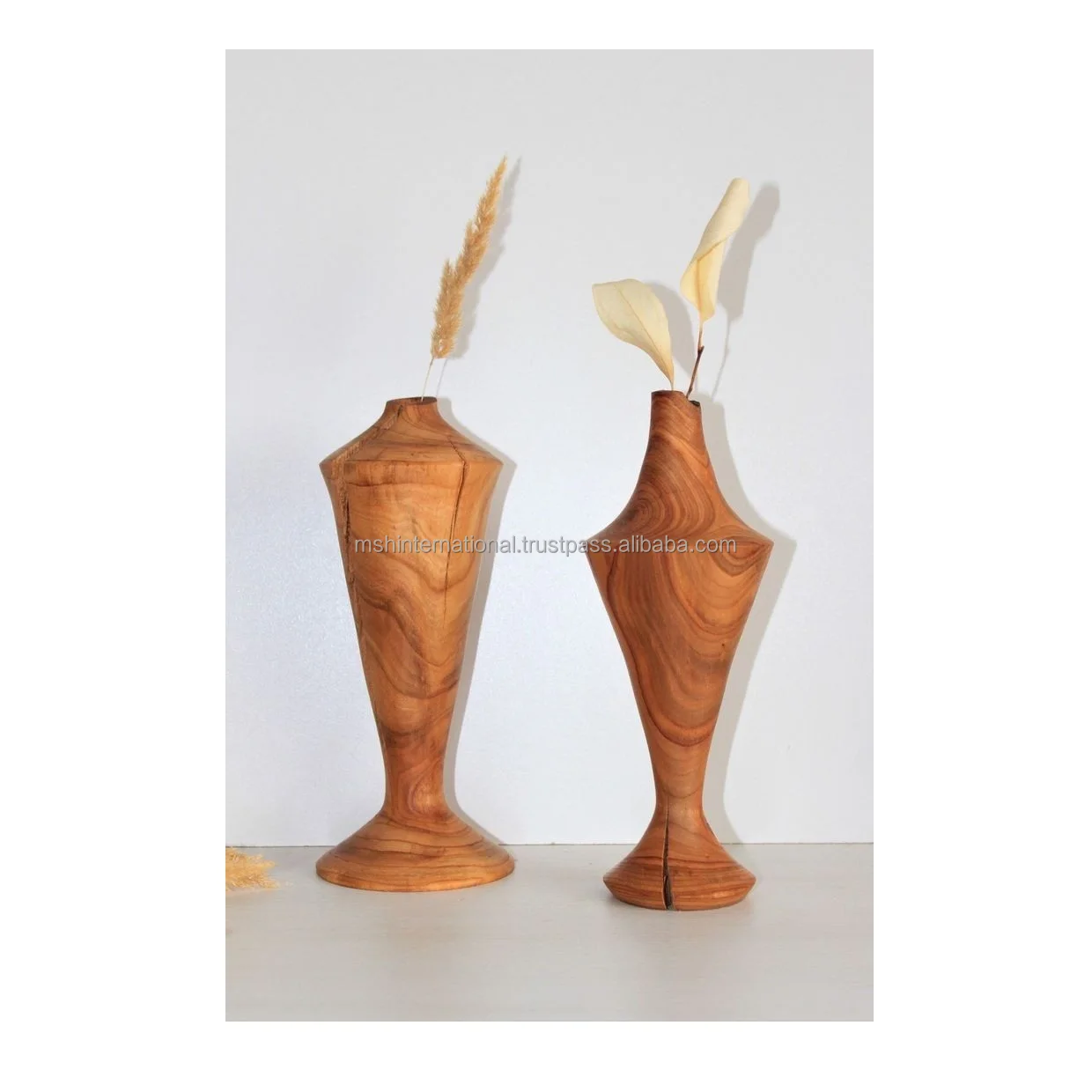 Custom Design Minimalist Wood Flower Vase Living Room Interior Decorative Wooden Vase