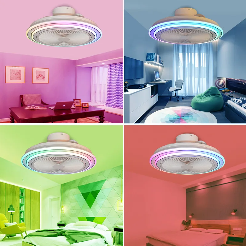 Colorful Dazzling Bluetooth Music RGB Voice App Control Modern Led Ceiling Fan With Light Ceiling Lights Smart Home Lights