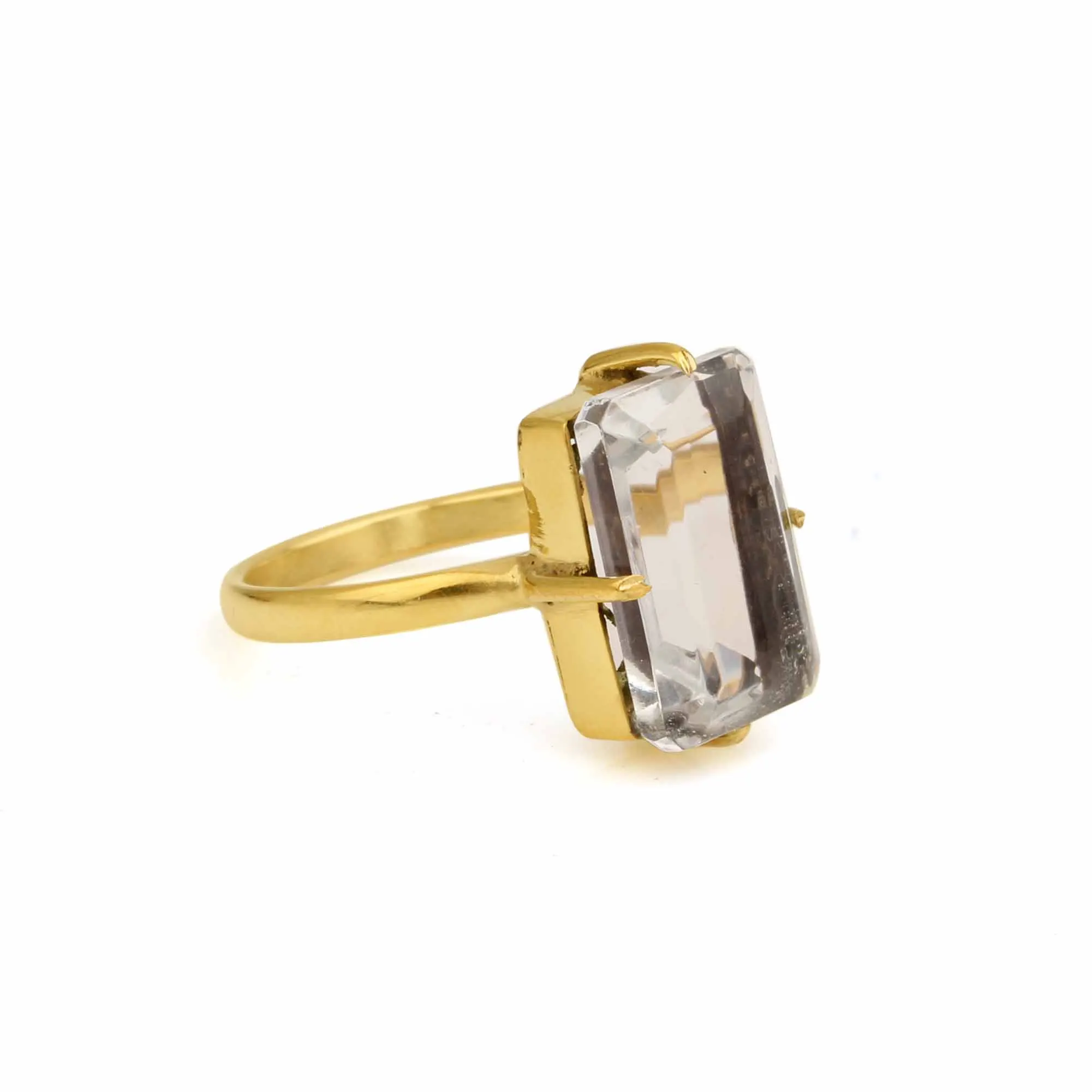 2024 Trending High Quality 925 Sterling Silver Eternity Vermeil Prong Ring Clear Quartz Emerald Women Fine Jewelry Manufactured