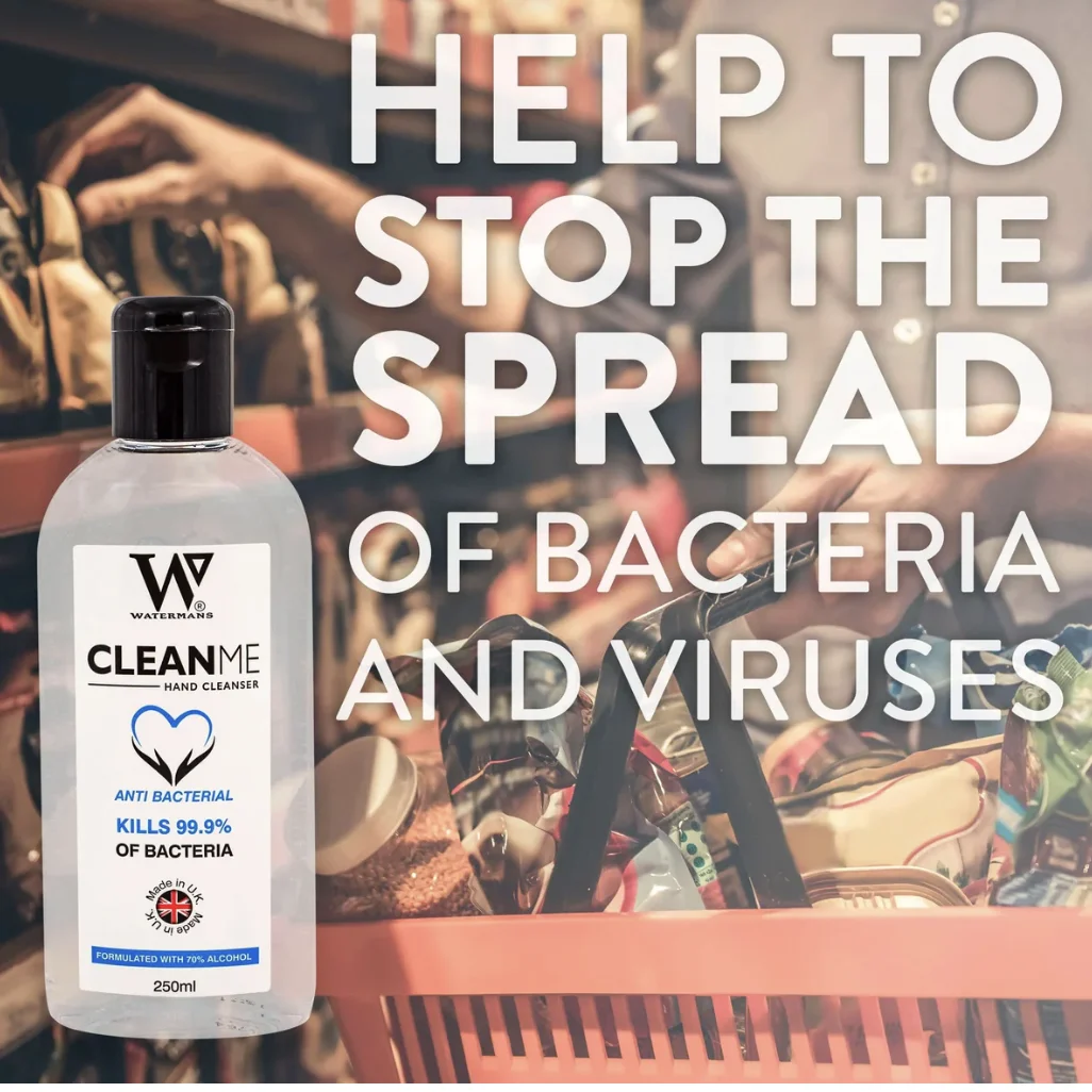 Watermans  Hand Sanitizers 70% Cleanme Alcohol Antibacterial Hand Cleanser 250ml Hand Gel