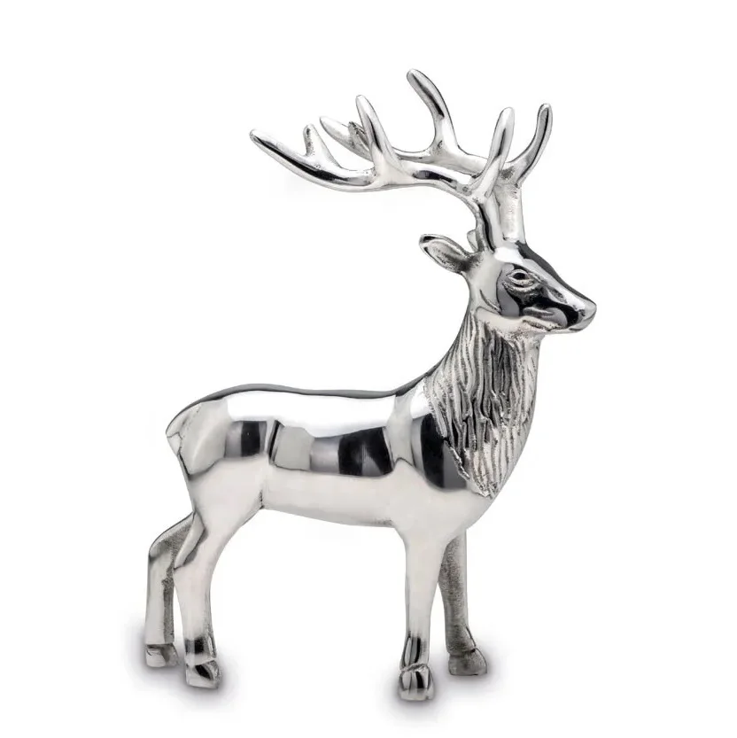 Decorative Figures Dekohirsch Figurine Reindeer Silver Christmas Deer Stag