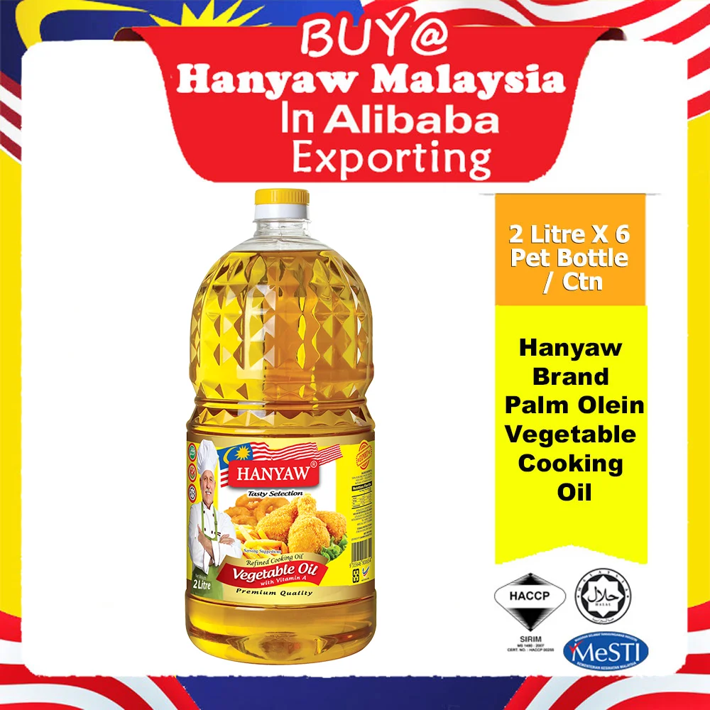 [Malaysia] Fast Shipping + Halal Certified Hanyaw Brand Olein CP6 Palm Oil Vegetable Cooking Oil ( 2 Litre X 6 PET Bottles/Ctn)