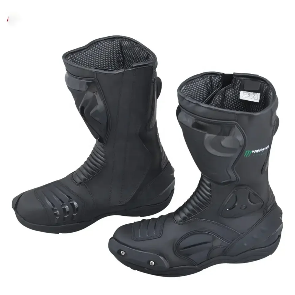 Low Price New Men Motorcycle Biker Racing Leather Boots Cowhide Leather Motorbike Shoes MotoGP Rossi VR 46 Shoes MBB-0004