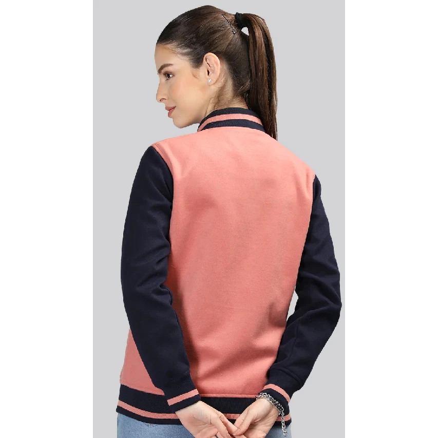 Plus Size High Quality Casual Wear Windproof Women Varsity Jackets / Customized High Quality Varsity Leather Jacket For Women