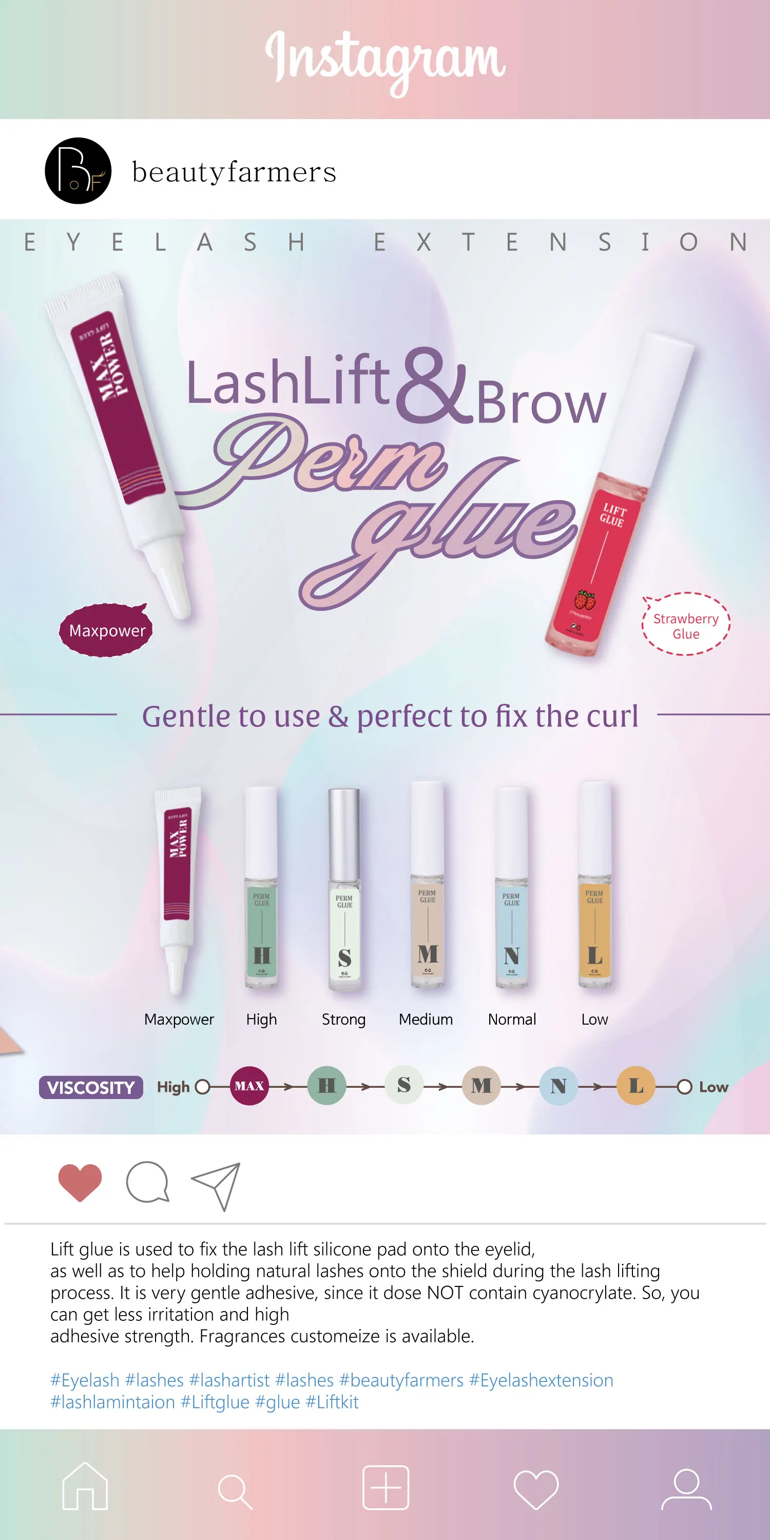 Korea manufactured eyelash lift glue brow lamination glue Strong type (OEM, private logo, private label available)