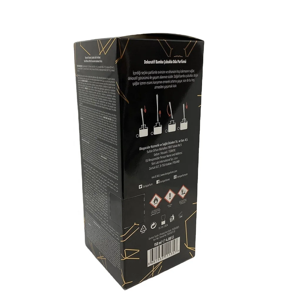 Ambient Scent Box With Customized Window Bottle Box Elegant Texture And Pattern Printed Black Best Selling Cheap Price