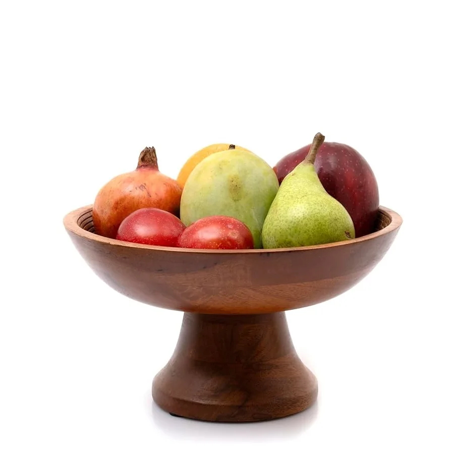 Top Trending Customizable Wood Dining Bowl Natural Acacia Wooden Salad & Fruit bowl tableware High quality finished best Selling