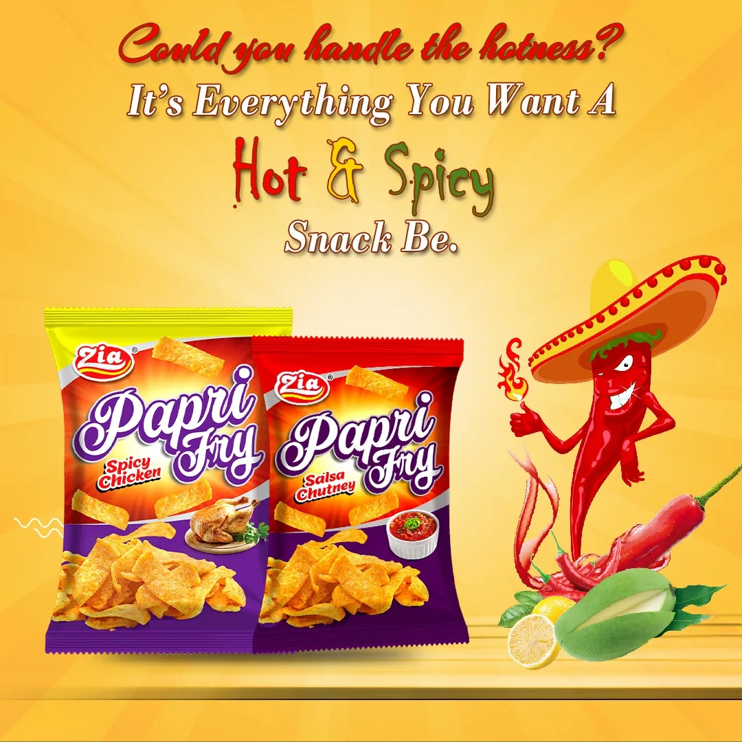 Exotic Flavored Zia Papri Fry Salsa Hot Spicy Crispy Wheat Rice & Gram Flour Snacks Cheap Price Best Quality Economical Pack