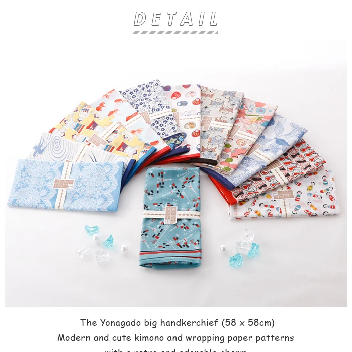 High Quality 100% Cotton 58cm x 58cm Big Square Handkerchief Made in Japan