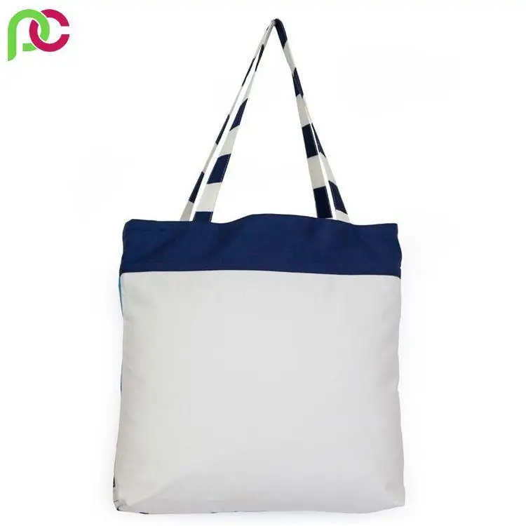 Custom Logo New Fashion XL Large Capacity Ladies Universal Blue Striped Leather Handled Summer Beach Tote Bag for Women