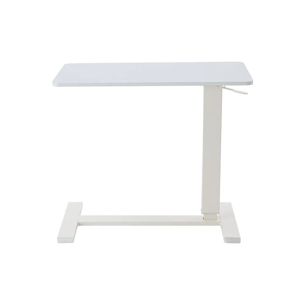 Adjustable White Overbed Rolling Table Foldable Wooden and Metal Computer Desk Notebook and Laptop Desk