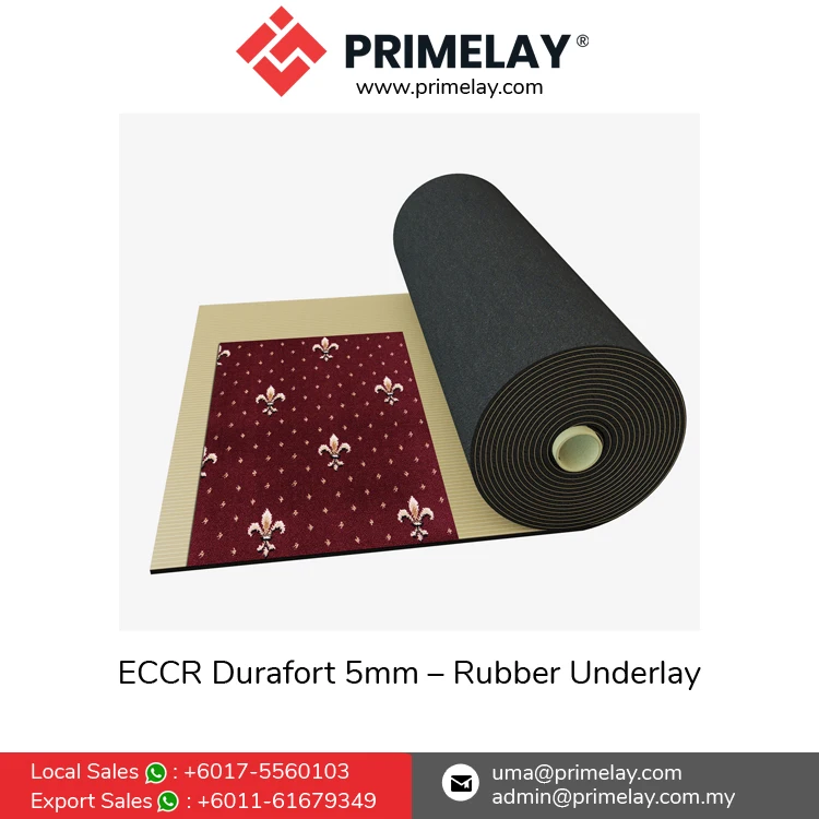 High Quality Engineered Hardwood Flooring Durafort 5 Crumb 5mm Rubber Carpet Underlay for Heavy Domestic & Commercial Uses
