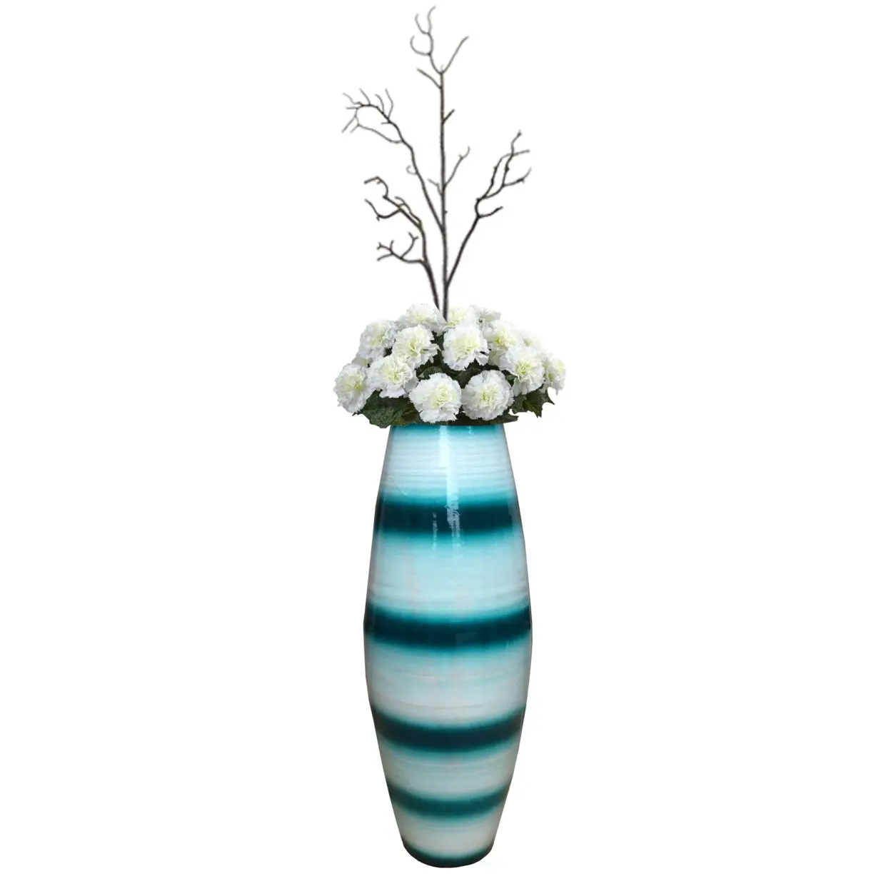 Luxury whitespun bamboo floral vase wholesale handmade glossy basic bamboo flower vase for living room