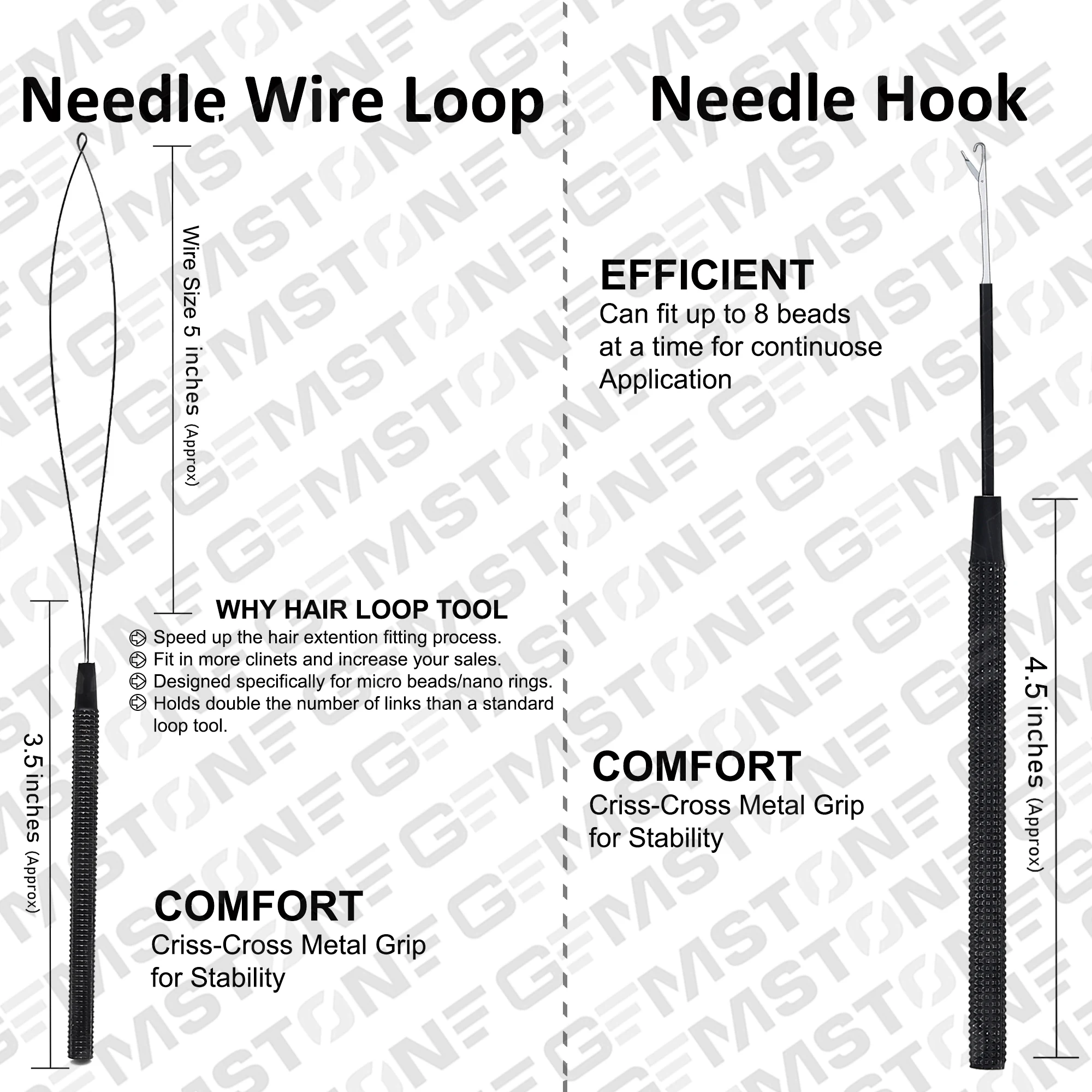 BLACK HAIR EXTENSIONS PLIERS TOOL KIT WITH HAIR SECTION CLIPS PULLING LOOP HOOK RING SCISSOR AND NEEDLES HAIR PARTING TOOLS KIT