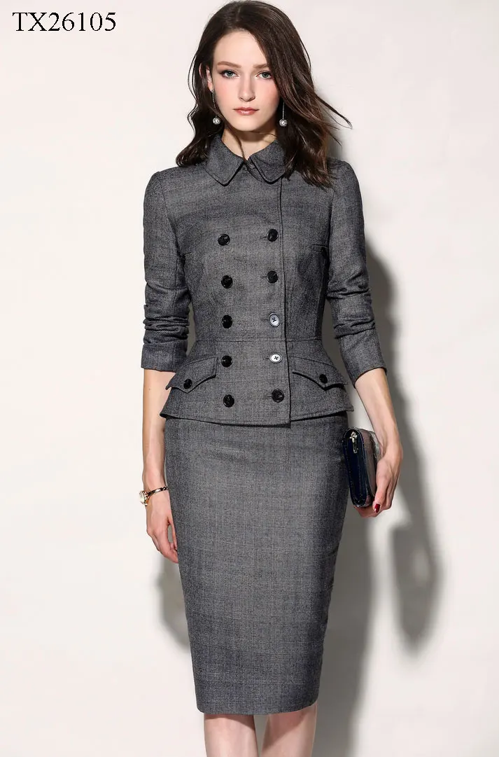 Top Cheap Poly/cotton Bulk Order Regular Midi High Quality Office Style Clothes For Girls Pleat Suits Set For Women