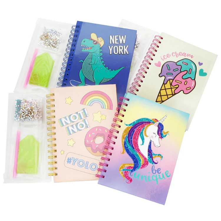2022 New design educational Diy A5 Custom Cover Kids Spiral Coil Diary Notebook With Diamond Painting Kit