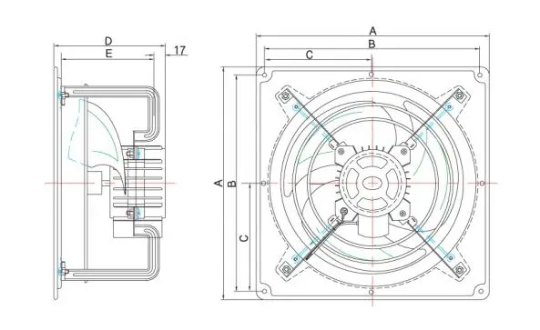ROBOTECH low noise air ventilator exhaust fan High Pressure Ventilating Fan TIH-250S