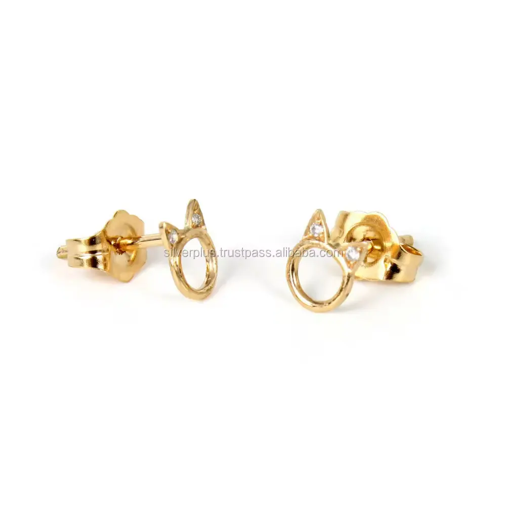 18k Yellow Gold Real Diamond Stud Earrings, This Earrings Available in All Three Gold Rose / Yellow / White