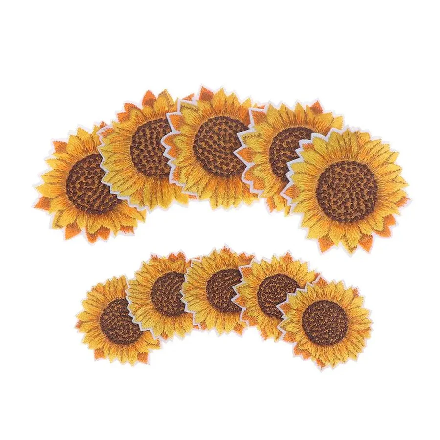 Embroidered Sunflower Patch On Sew On Flower Sticker Jeans Pants Shoes Bags Fabric Appliques Handmade Badge