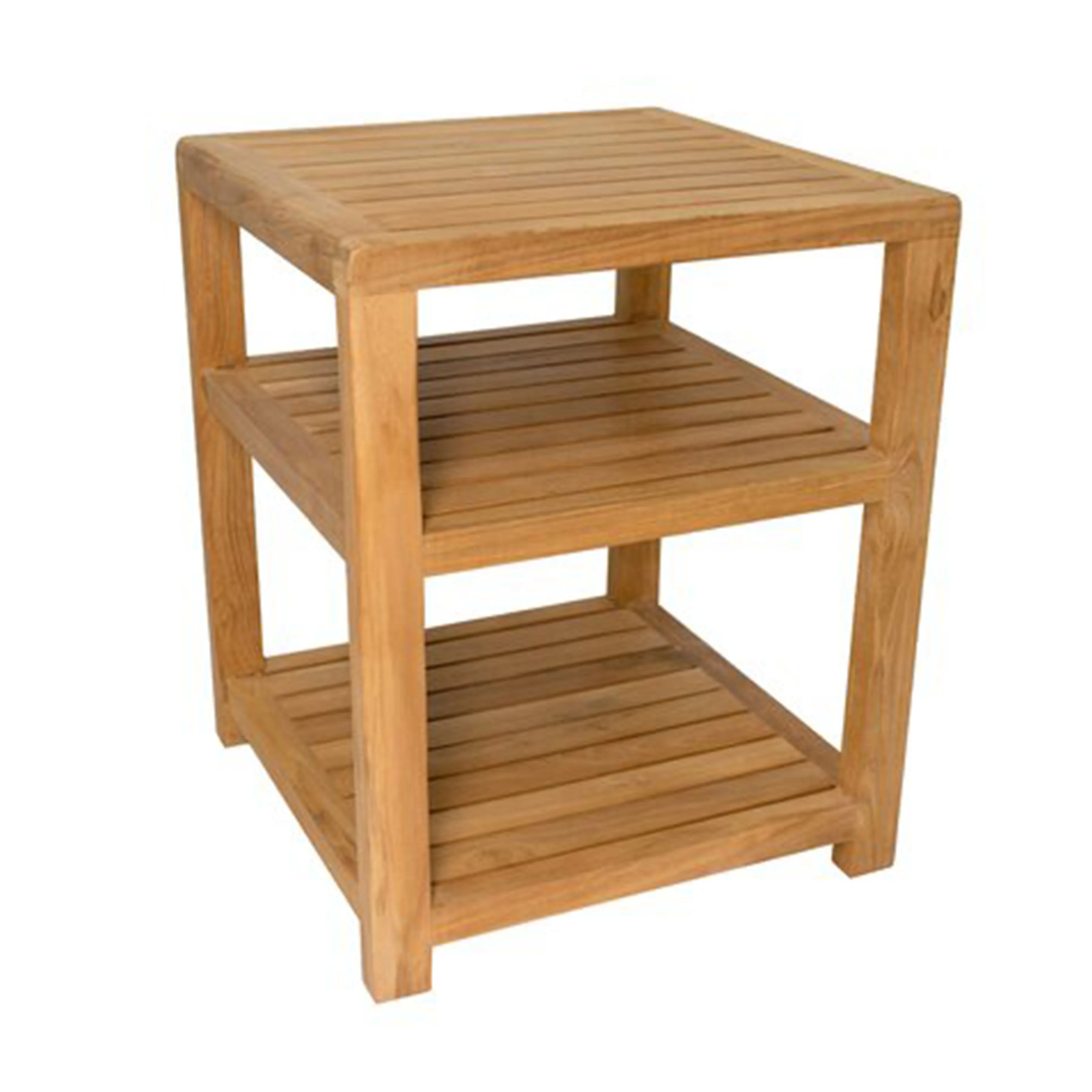 Shower Bench Solid Teak Wood Natural Finish Cristy