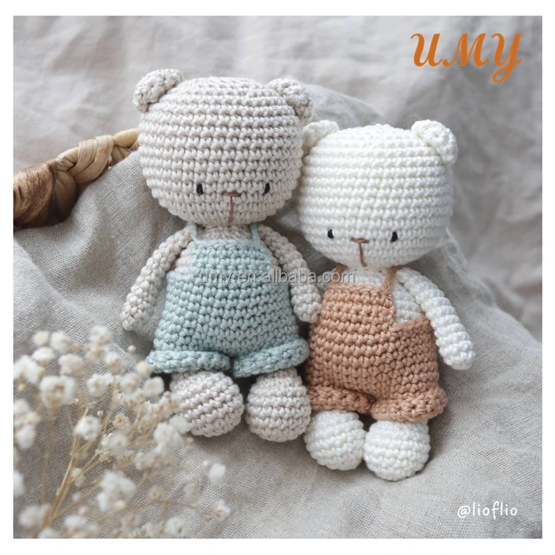 Handmade Manualidades En Custom Amigurumi Soft Crochet Tejido Tricot Cotton Plush Bear Toy Stuffed Animal Baby Doll