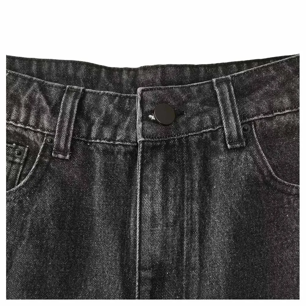 Custom printing Hip hop styles boys denim blue jeans wide leg baggy pants for men