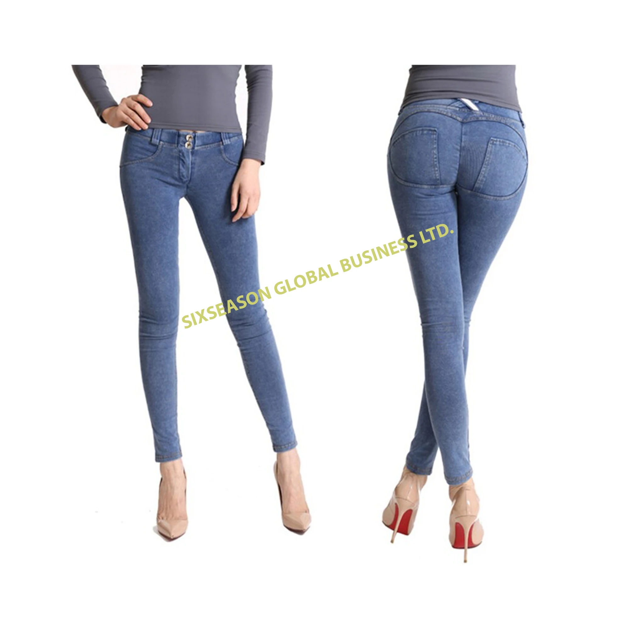 100% High Quality Super Skinny Spandex Destroy Ladies Denim Pants Export Oriented New Style Custom Casual Straight Bangladesh