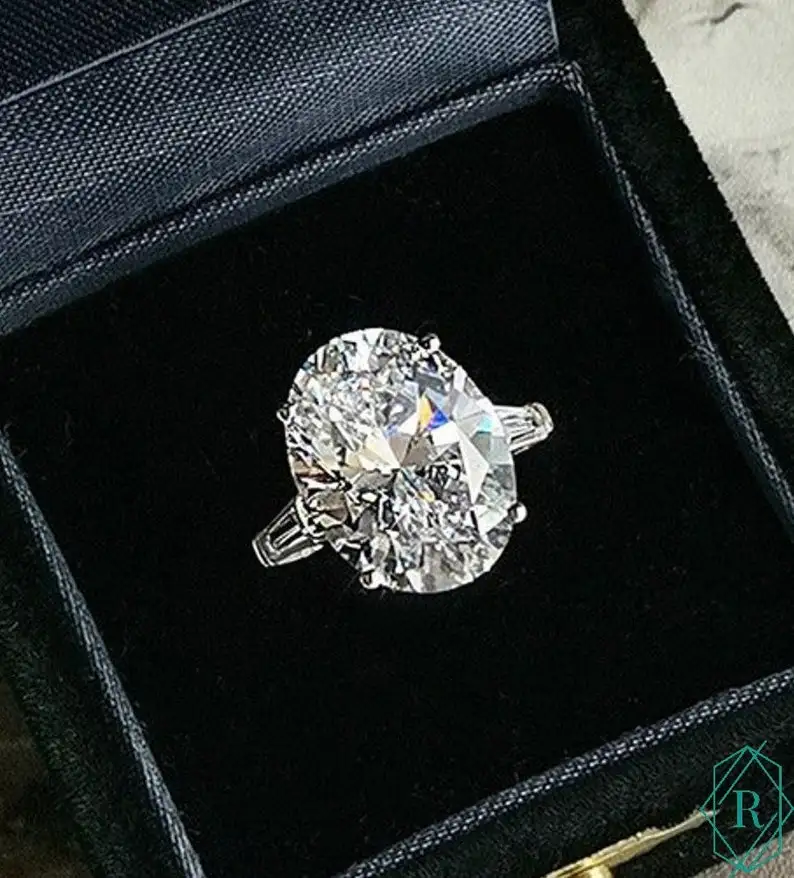 6.00 CT Oval Cut Moissanite Diamond Three Stone Engagement Ring