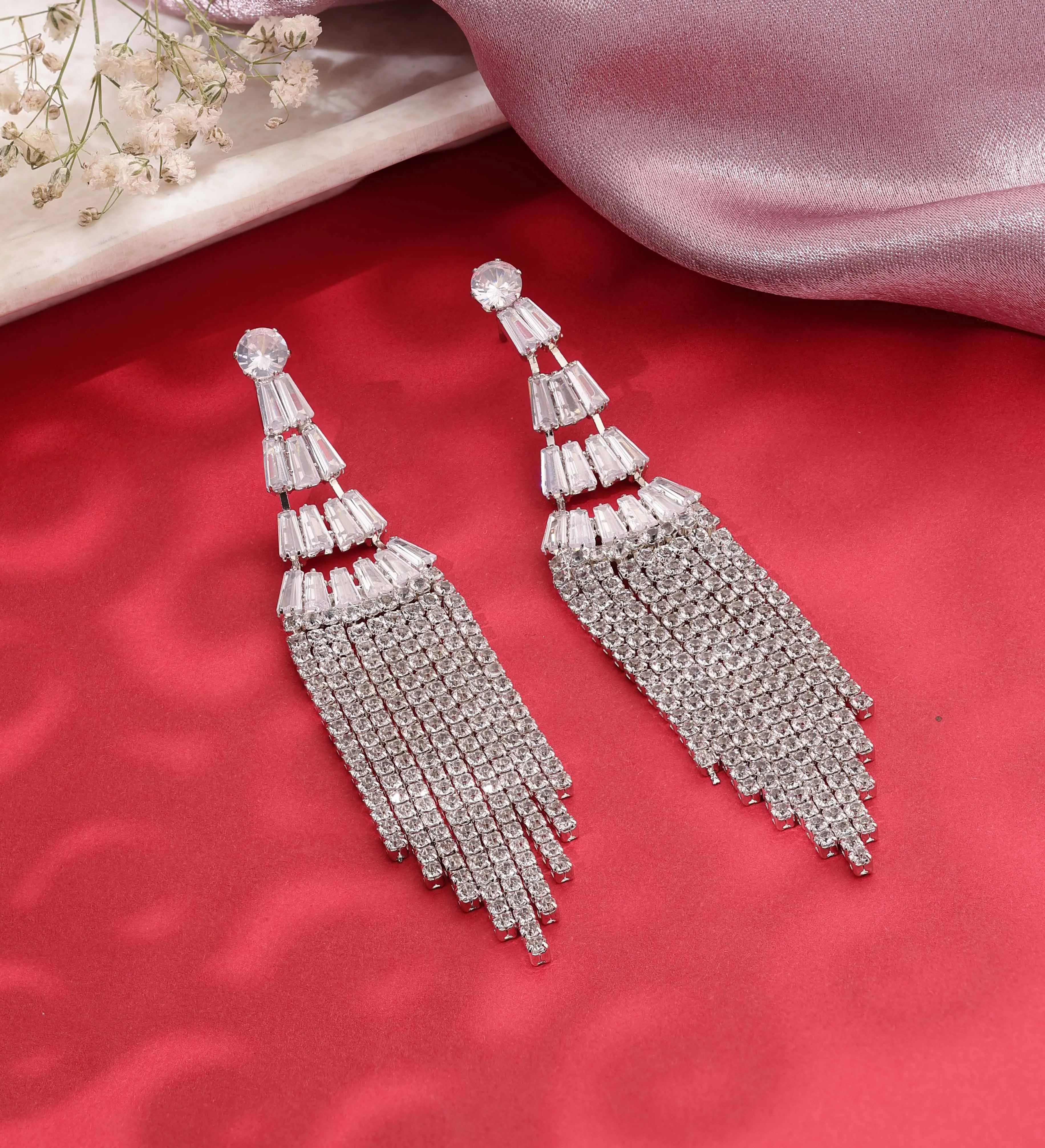 Fashion & Trendy Earrings, Eye-Catching Earrings, Silver Plated, Colorstone Earrings, Statement Earrings, Gift for Women & Girls
