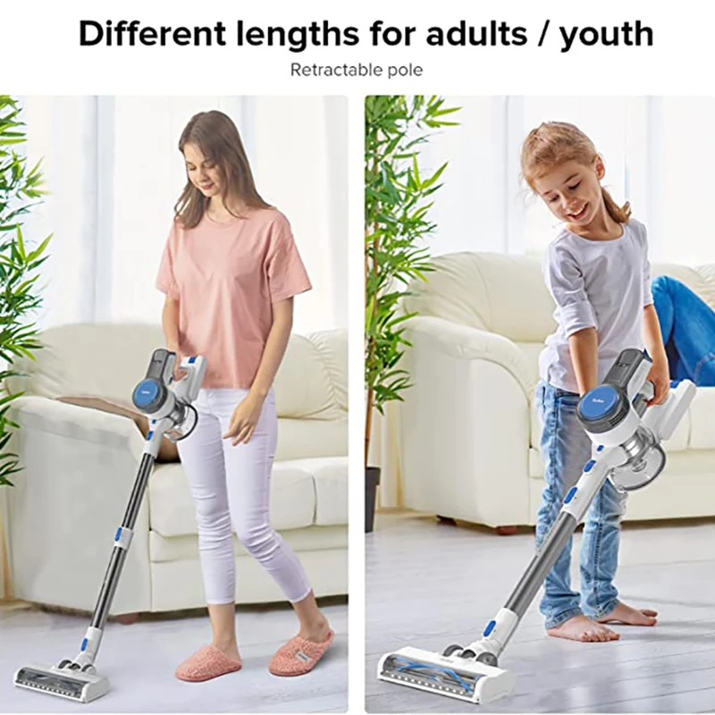 Redkey P7 Cordless Vacuum Cleaner 250W 22Kpa Powerful Suction, LED Headlight & Display, 30min Long Runtime Detachable Battery