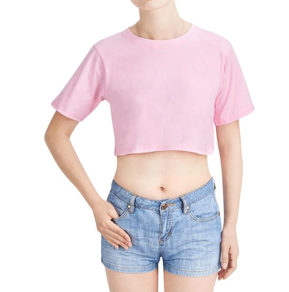 100% Cotton Custom Embroidered Crop Tops Streetwear Short Sleeve T-shirt Women Loose Fit Crop Top t Shirt Yoga Gym T-shirts Tees